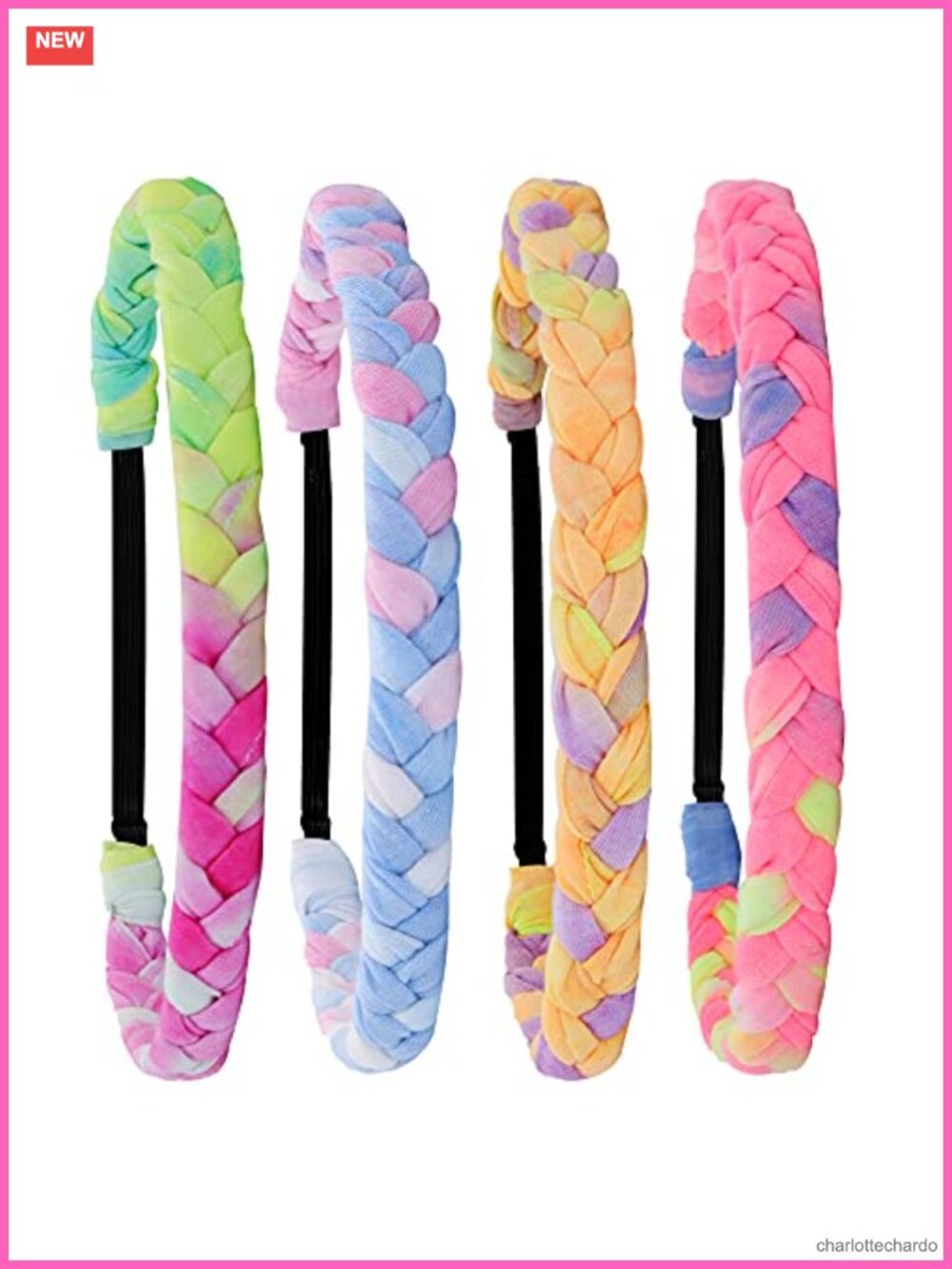 Adjustable Braided Headbands Set of 4 Stretch Cotton Blend Hair Accessories